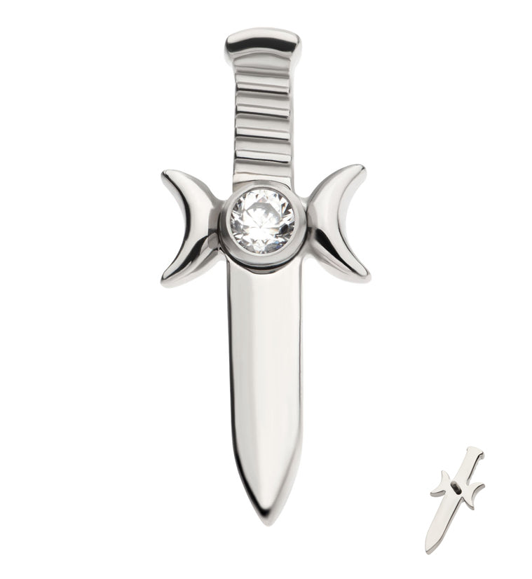 Sword Clear CZ Internally Threaded Titanium Top