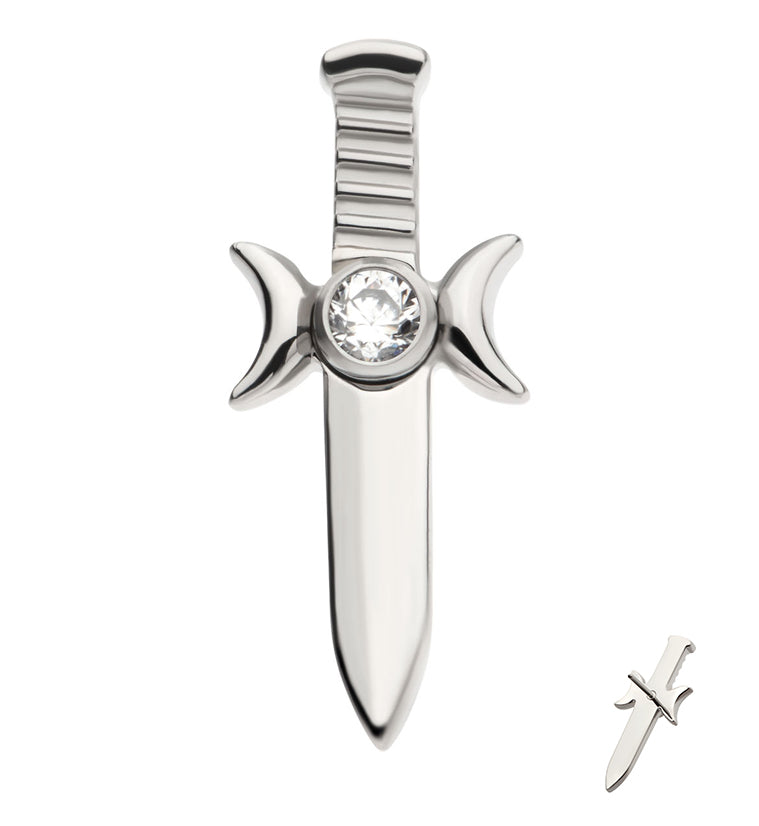 Sword Clear CZ Threadless Titanium Top