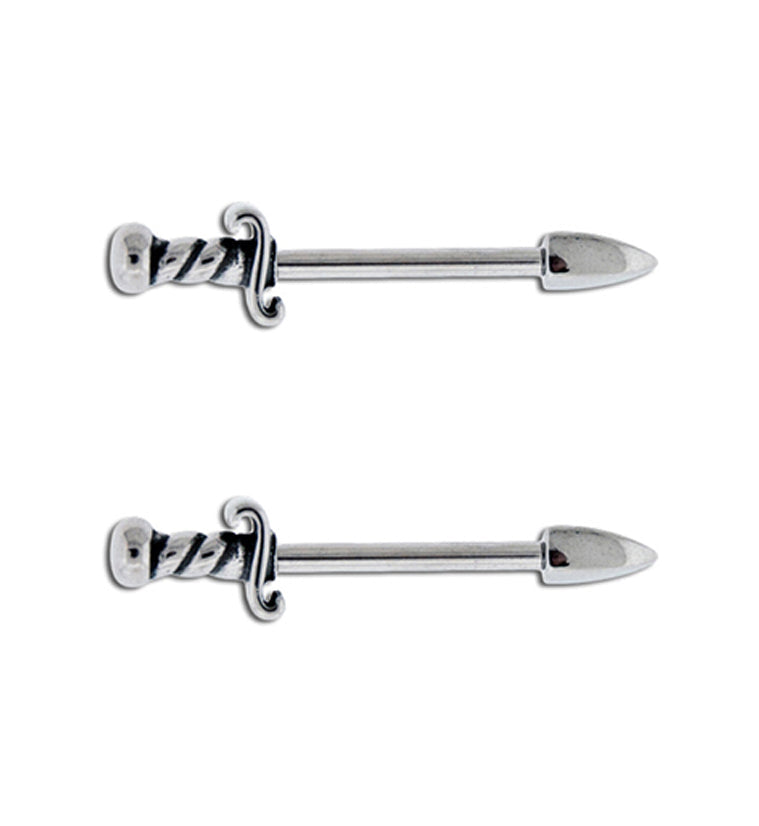 14G Sword Nipple Barbell Ring
