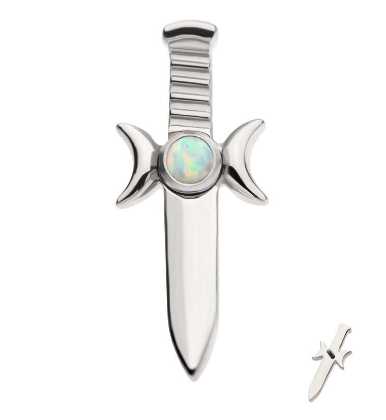 Sword White Opalite Internally Threaded Titanium Top