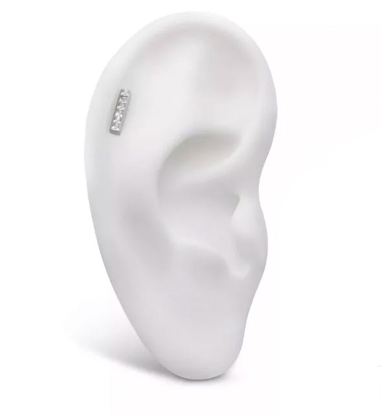 Tall Rack CZ Threadless Titanium Top