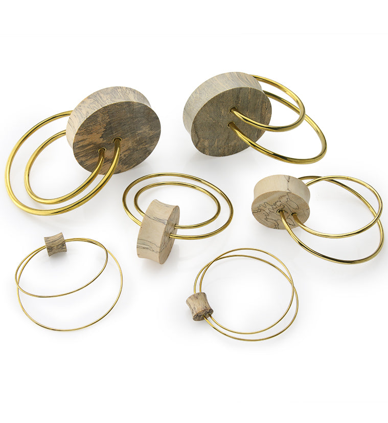 Tamarind Wood Plugs With Bronze Double Hoops