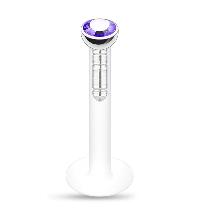 16G Push Top Tanzanite CZ Labret