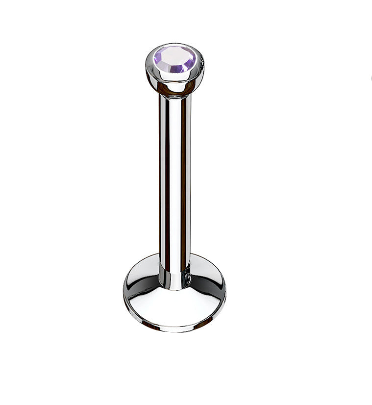 Tanzanite CZ Stainless Steel Internally Threaded Labret