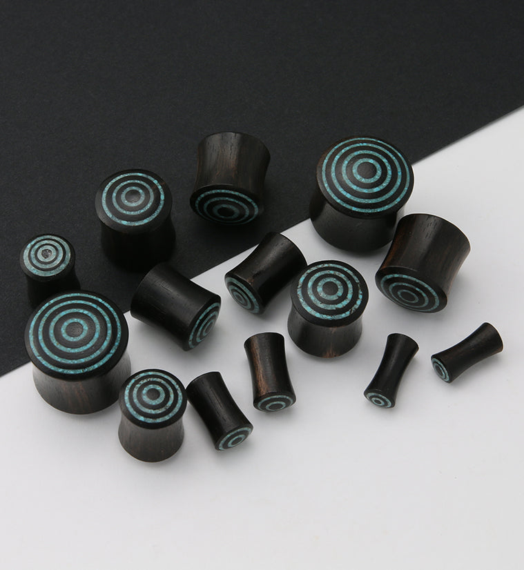 Target Turquoise Howlite Stone Inlay Areng Wooden Plugs