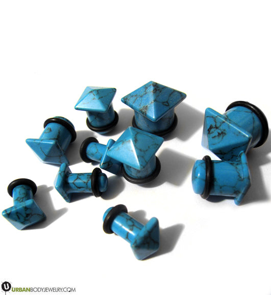 Turquoise Howlite Stone Squared Plugs