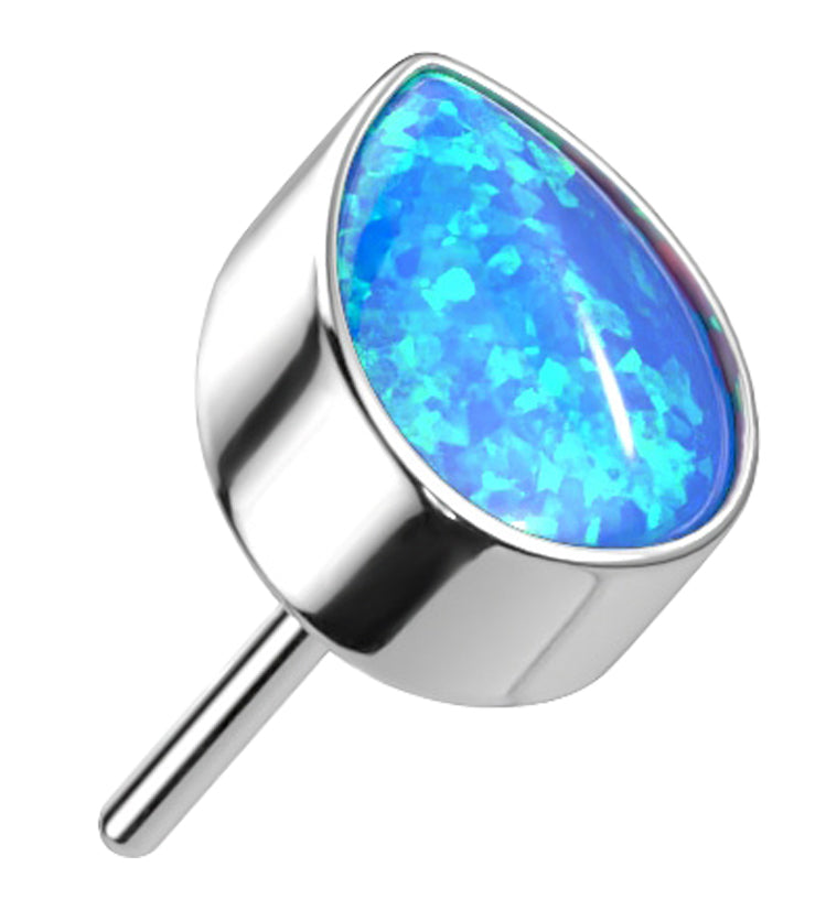 Teardrop Blue Opalite Threadless Titanium Top