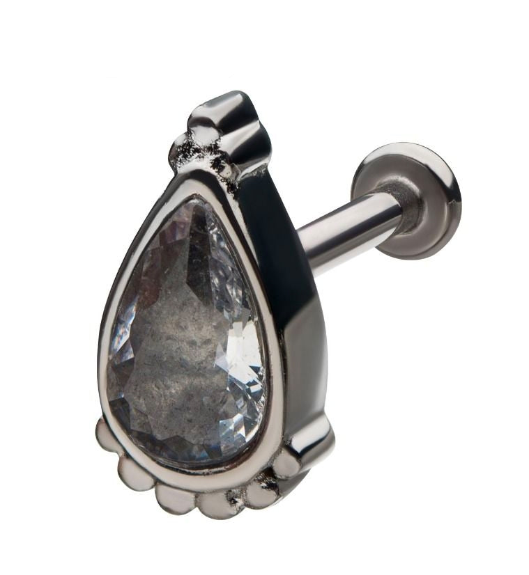 18G Teardrop CZ Internally Threaded Labret