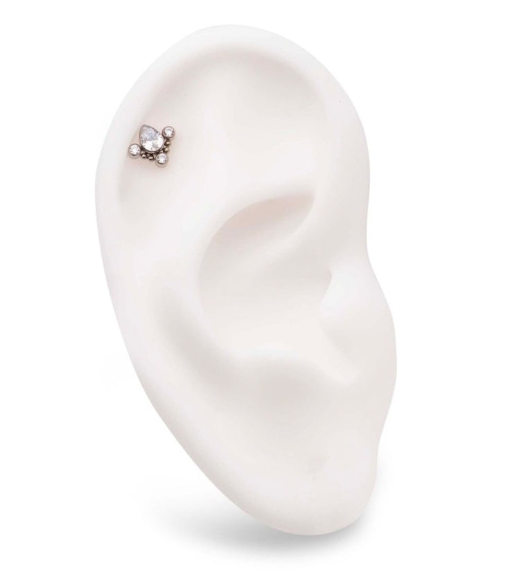 Teardrop Dart CZ Threadless Titanium Top