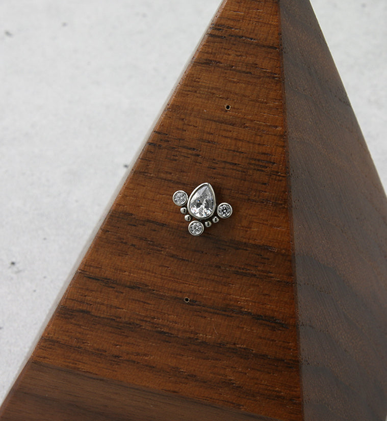 Teardrop Dart CZ Threadless Titanium Top