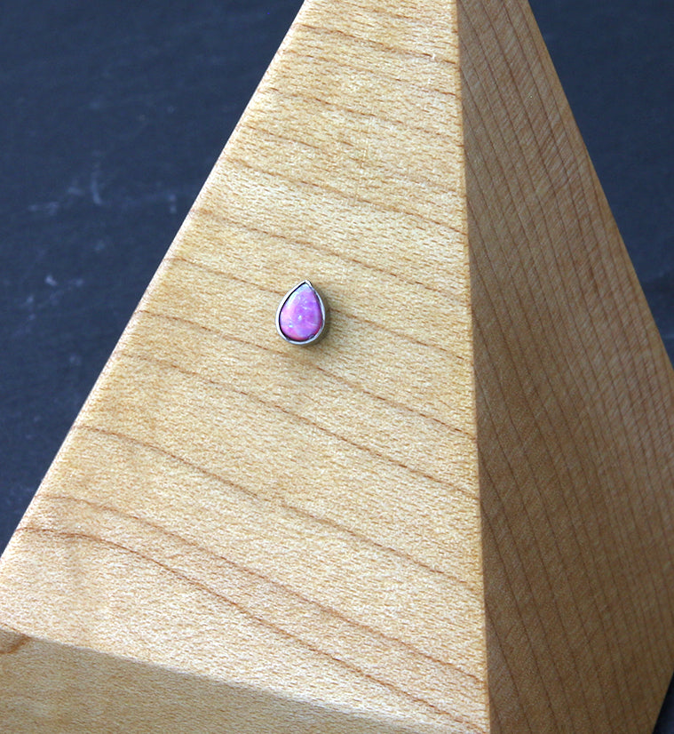 Teardrop Pink Opalite Threadless Titanium Top
