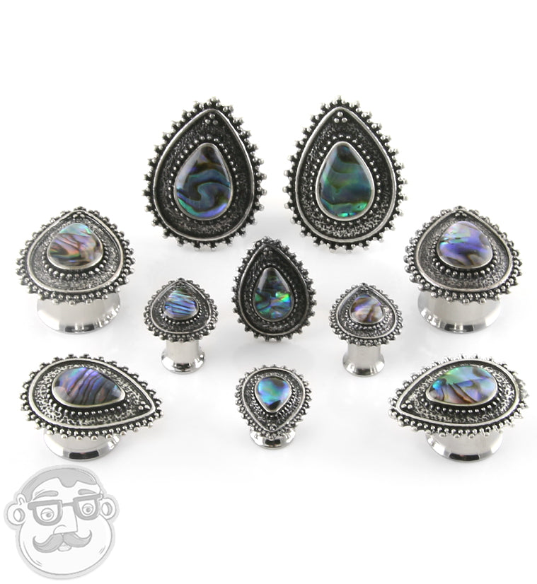Abalone Teardrop Plate Steel Plugs