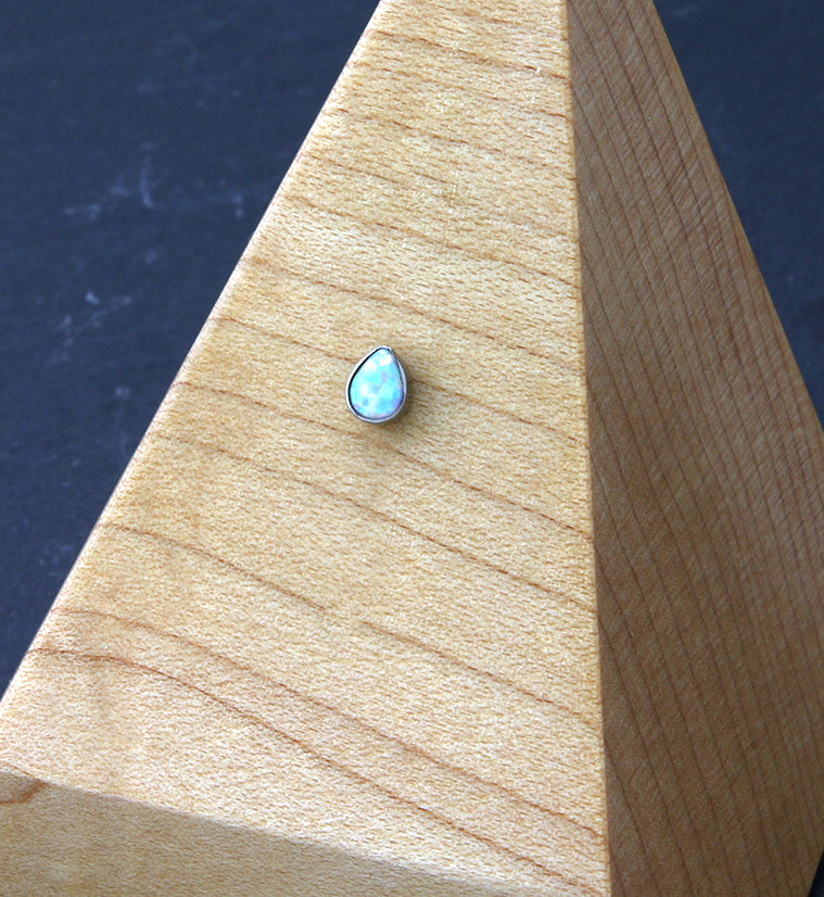 Teardrop White Opalite Threadless Titanium Top