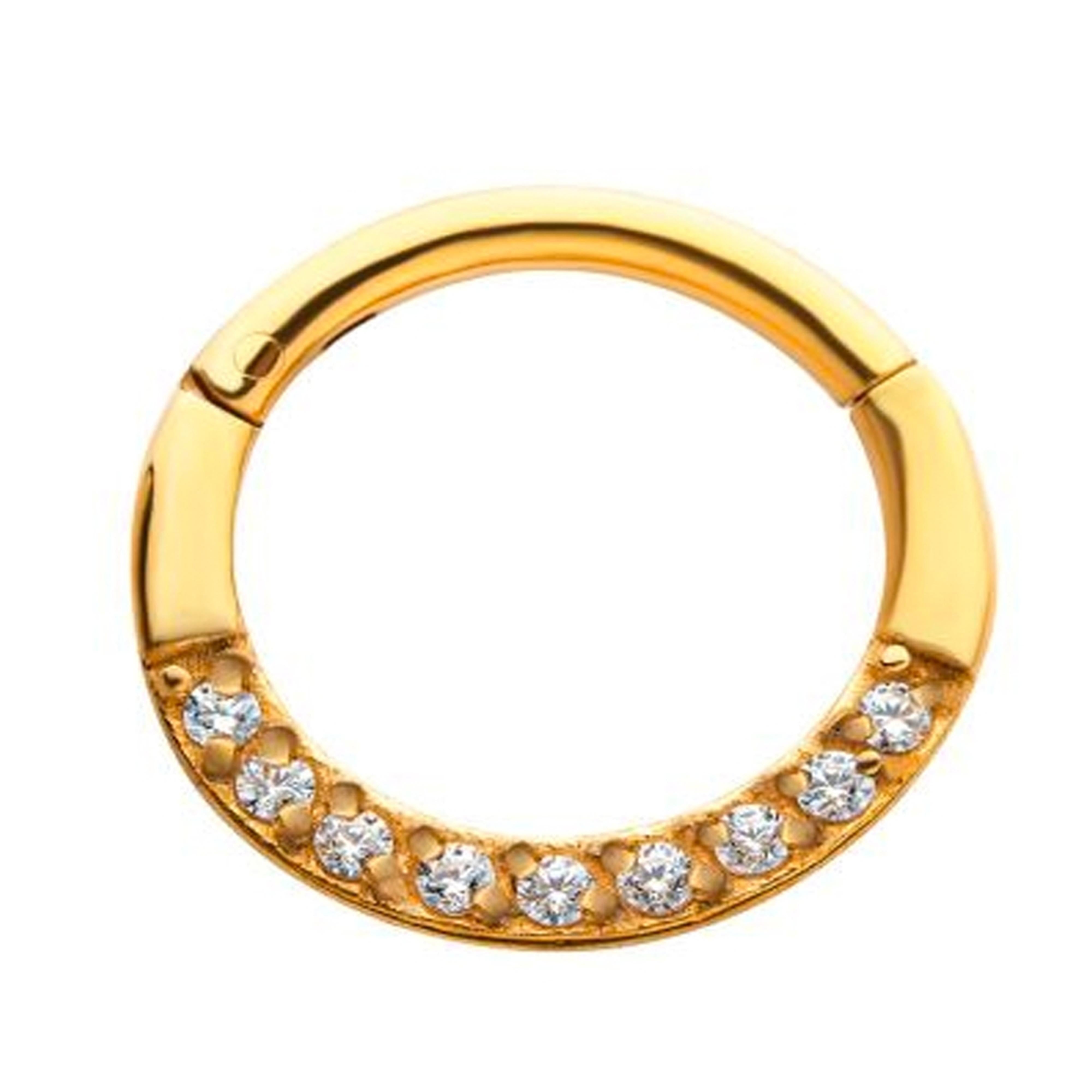 Gold PVD Tenfold CZ Hinged Segment Ring