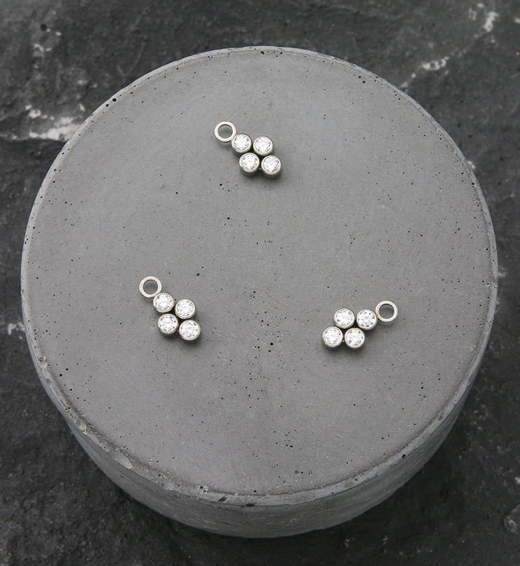 Tetrad Clear CZ Titanium Charm