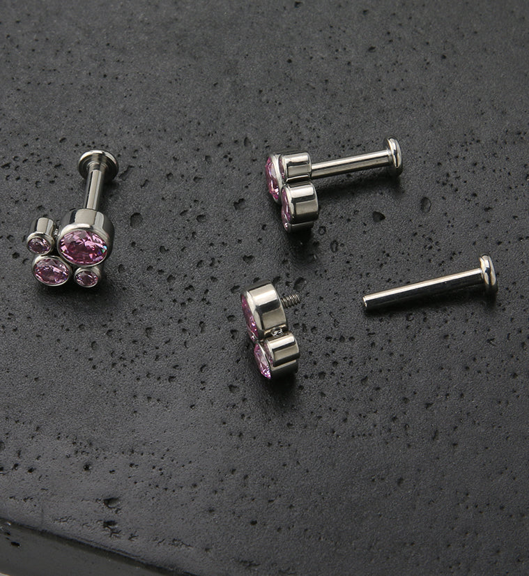 Tetrad Pink CZ Titanium Labret