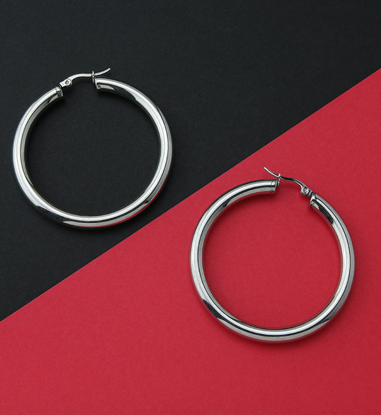 Thick Stainless Steel Hoop Earrings