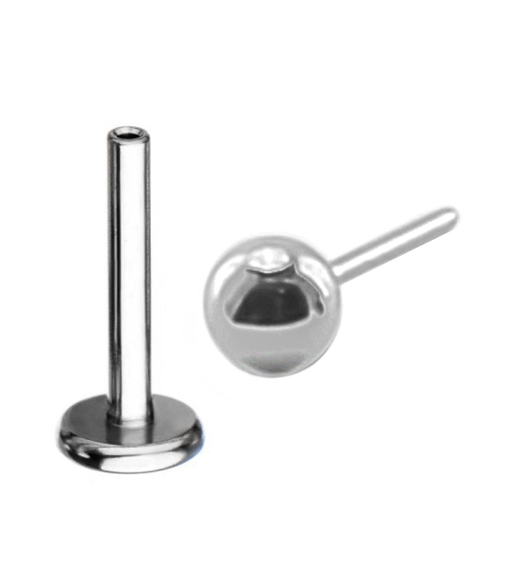 18G Titanium Threadless Labret + Ball Top