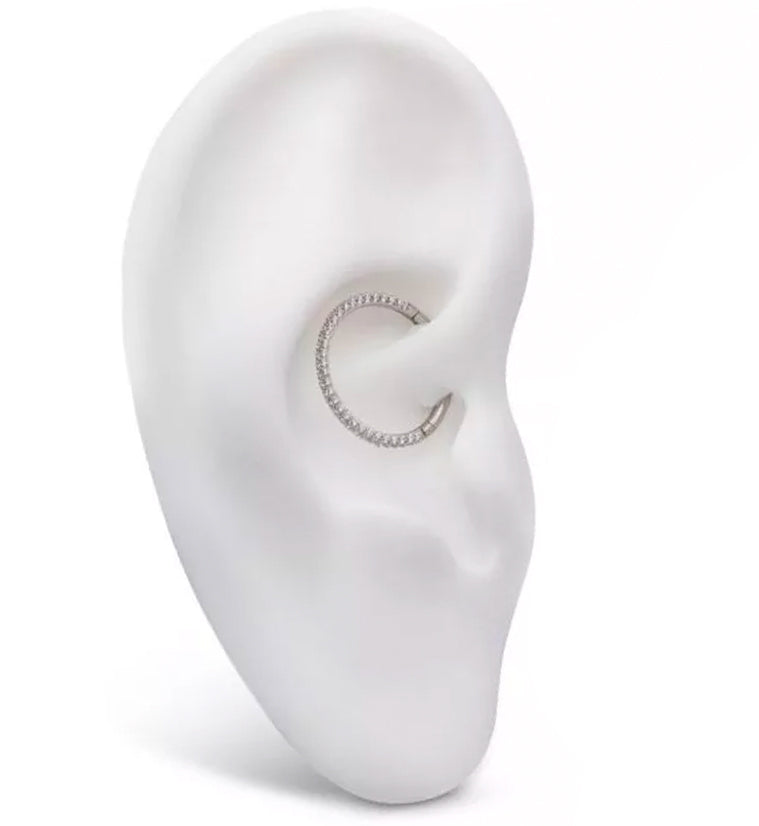 Three Sided CZ Titanium Hinged Segment Ring