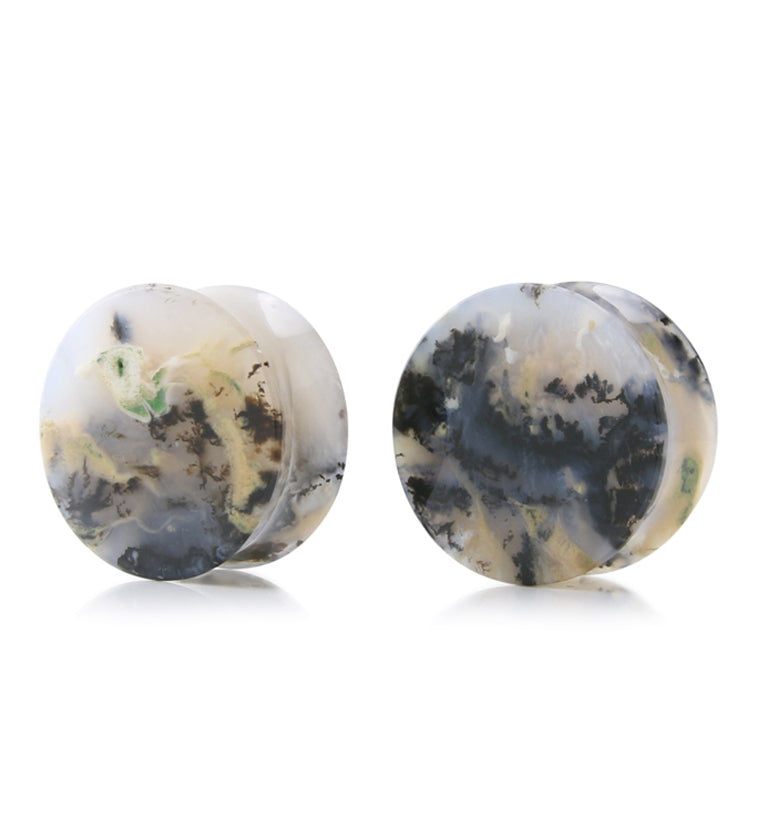 Tiger Agate Dendritic Stone Plugs 3/4" (19.5mm) Version 1