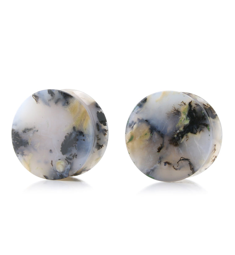 Tiger Agate Dendritic Stone Plugs 3/4" (19.5mm) Version 2