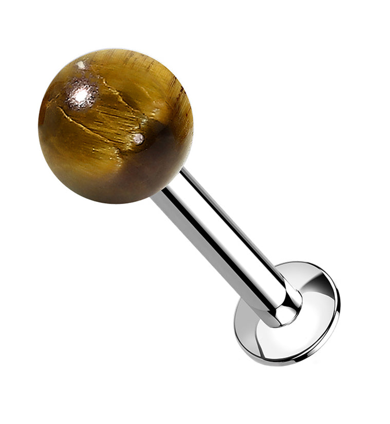 Tiger Eye Stone Ball Top Internally Threaded Labret