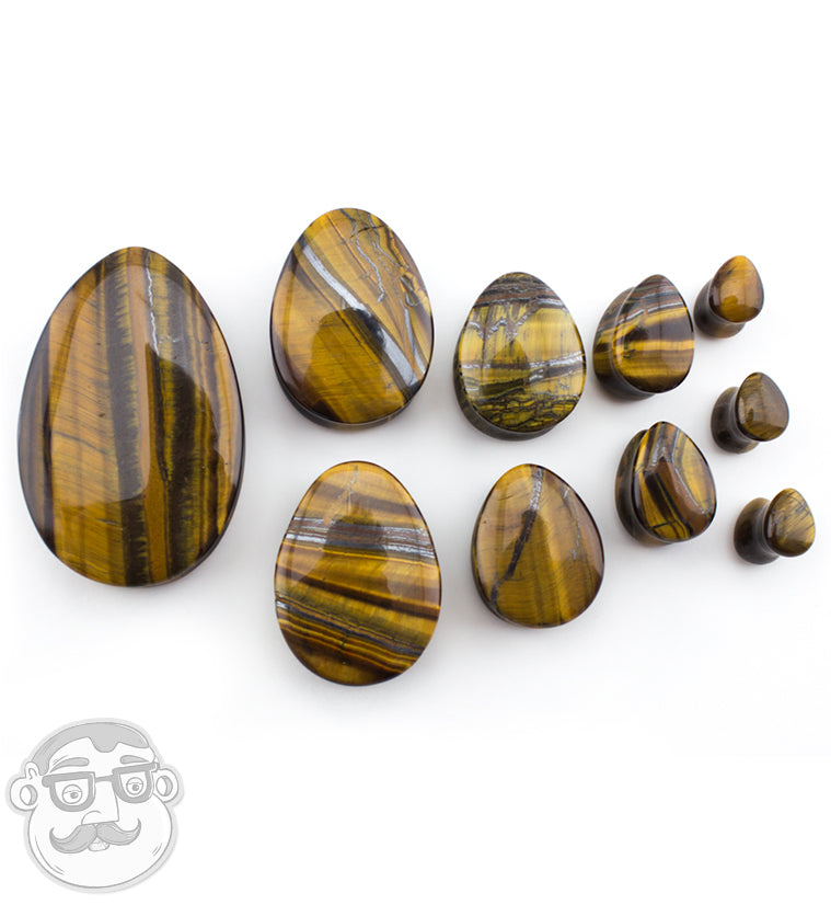 Tiger Eye Stone Teardrop Plugs
