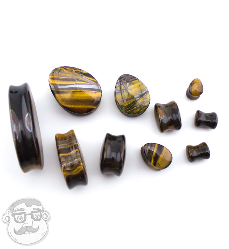 Tiger Eye Stone Teardrop Plugs
