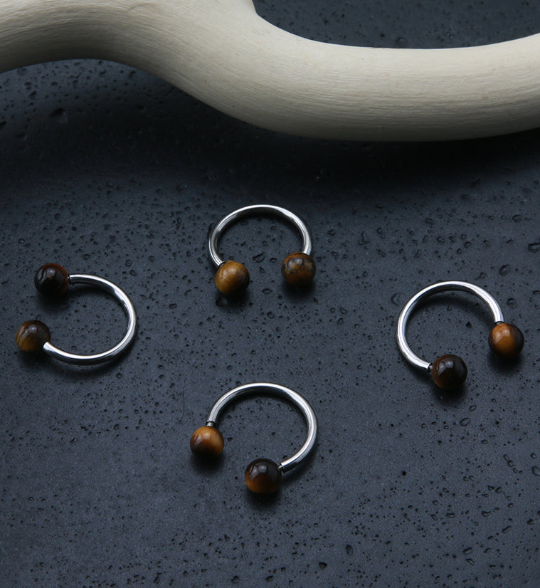 Tiger Eye Stone Circular Barbell