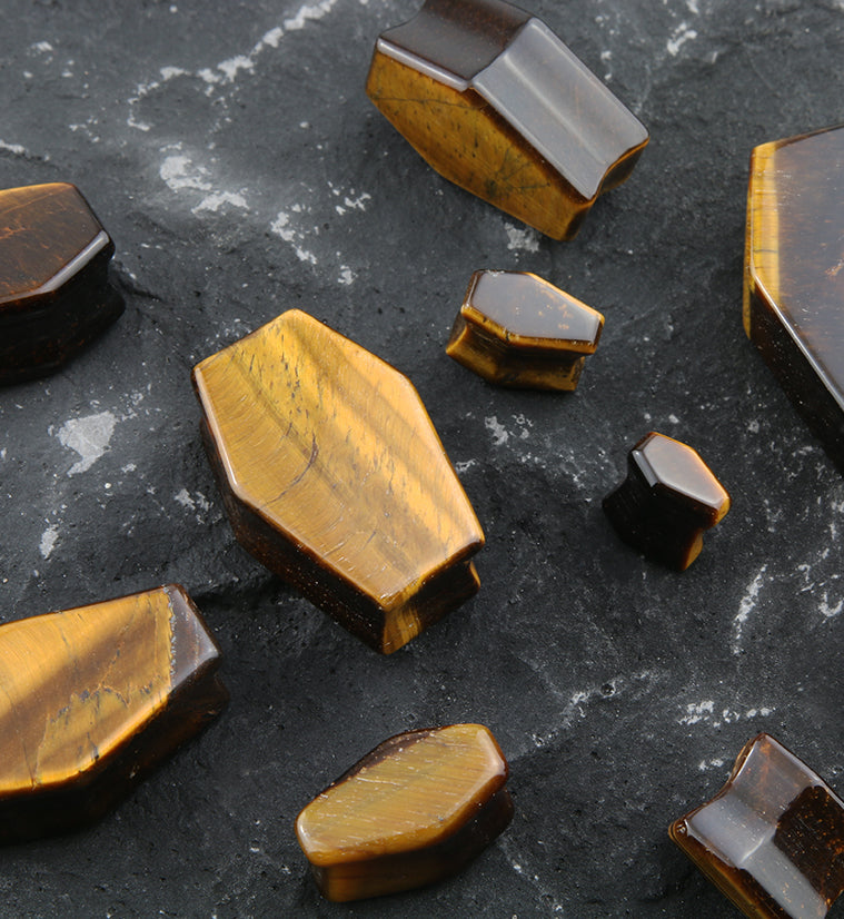 Tigers Eye Stone Coffin Plugs
