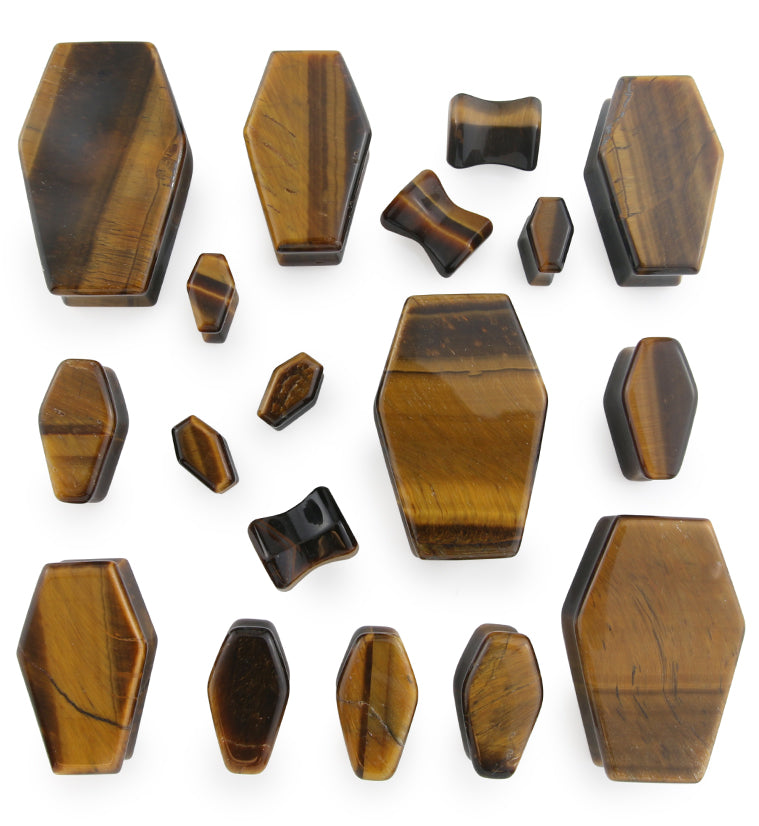 Tigers Eye Stone Coffin Plugs