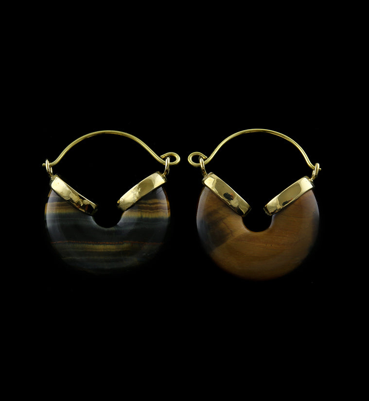 20G Tiger's Eye Stone Halo Hangers / Earrings