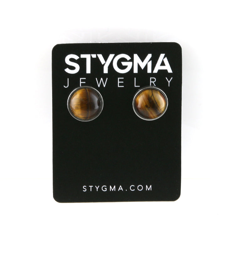 Tigers Eye Stone Stud Earrings