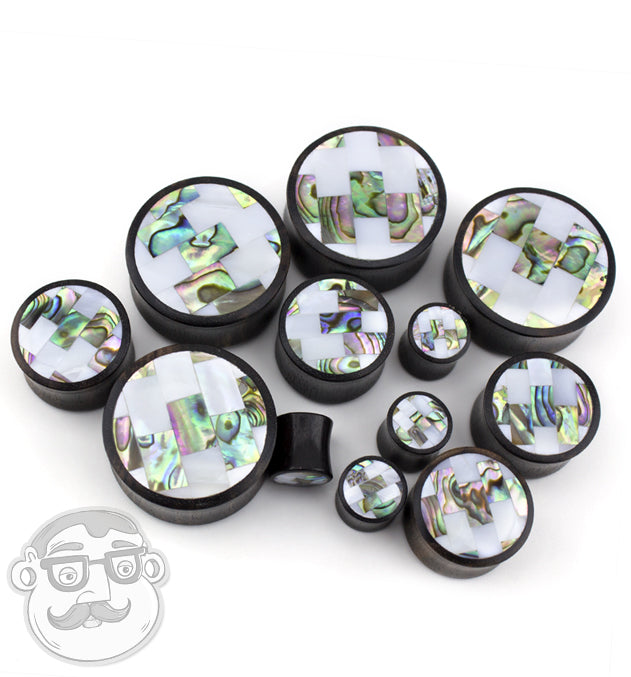Tiled MOP & Abalone Shell Wood Plugs