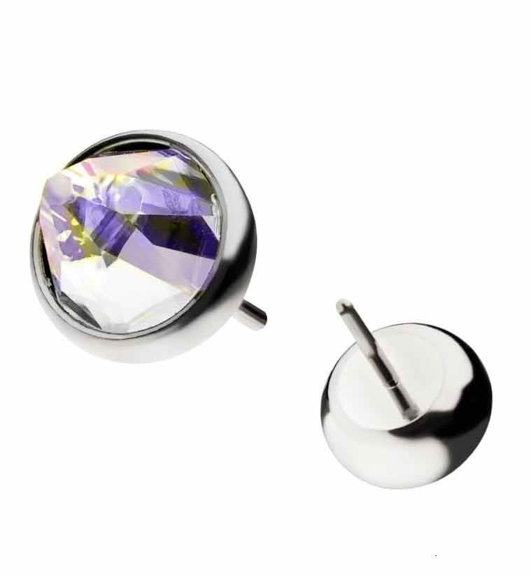 Titanium Threadless Gray Aurora Swarovski Cone Top