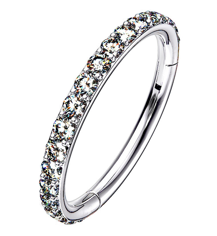 16G Titanium Hinged Edge CZ Segment Ring