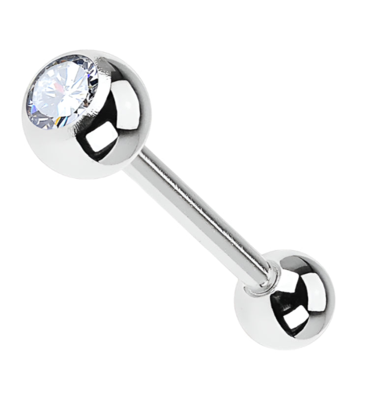 Internally Threaded Titanium Single CZ Barbell