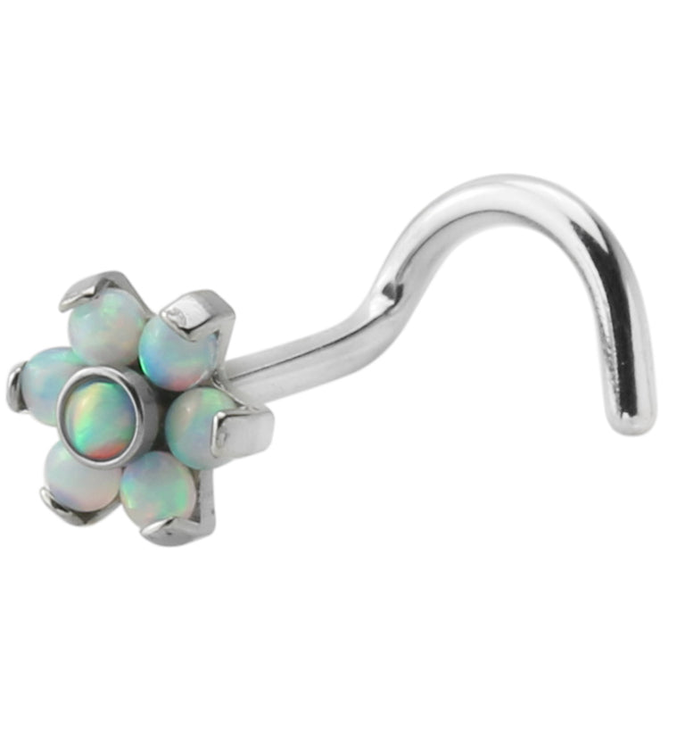 18G Titanium White Opalite Flower Nose Screw