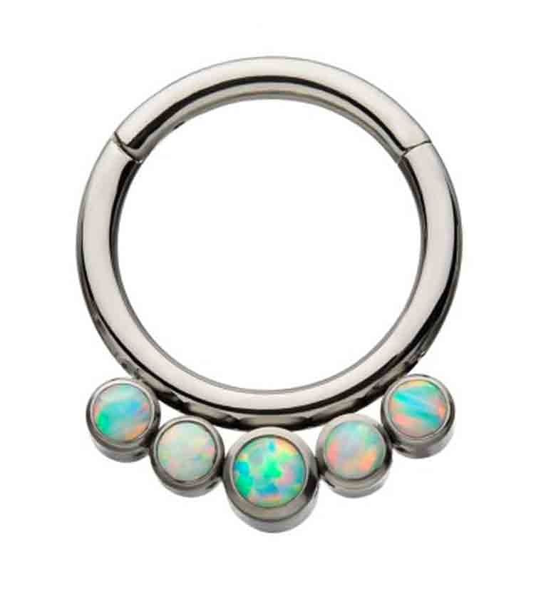 Titanium Hinged Multi Opalite Segment Ring