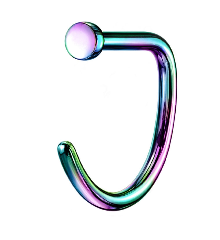 Rainbow Titanium Flat Nose Curve Ring