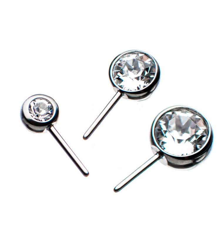 Titanium Threadless Side Facing Clear Gem Top