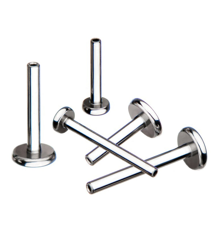 Titanium Threadless Labret, group of posts showing the flat back discs