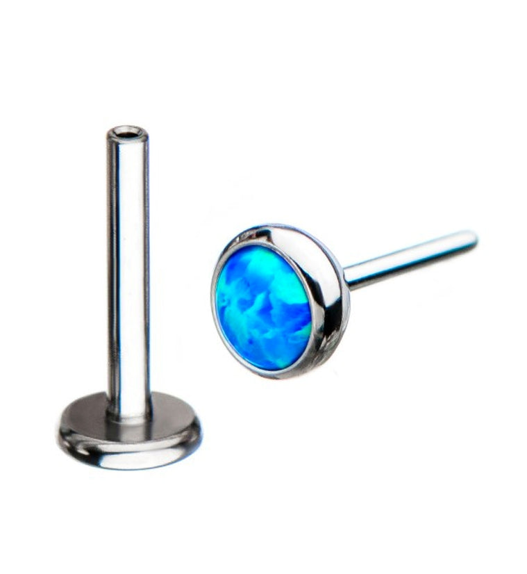 18G Titanium Threadless Labret + Blue Opalite Top