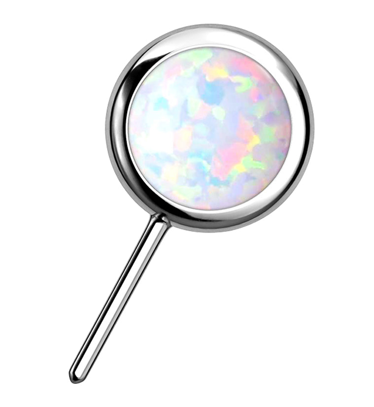 Titanium Threadless Side Facing White Opalite Top