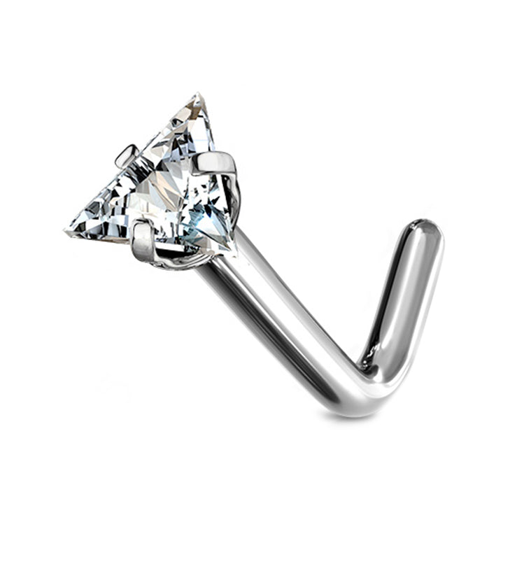 Triangle CZ Titanium Nose Ring L Bend