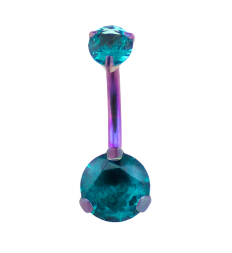 Blurple Titanium Belly Button Ring - Blue Zircon CZ Gem