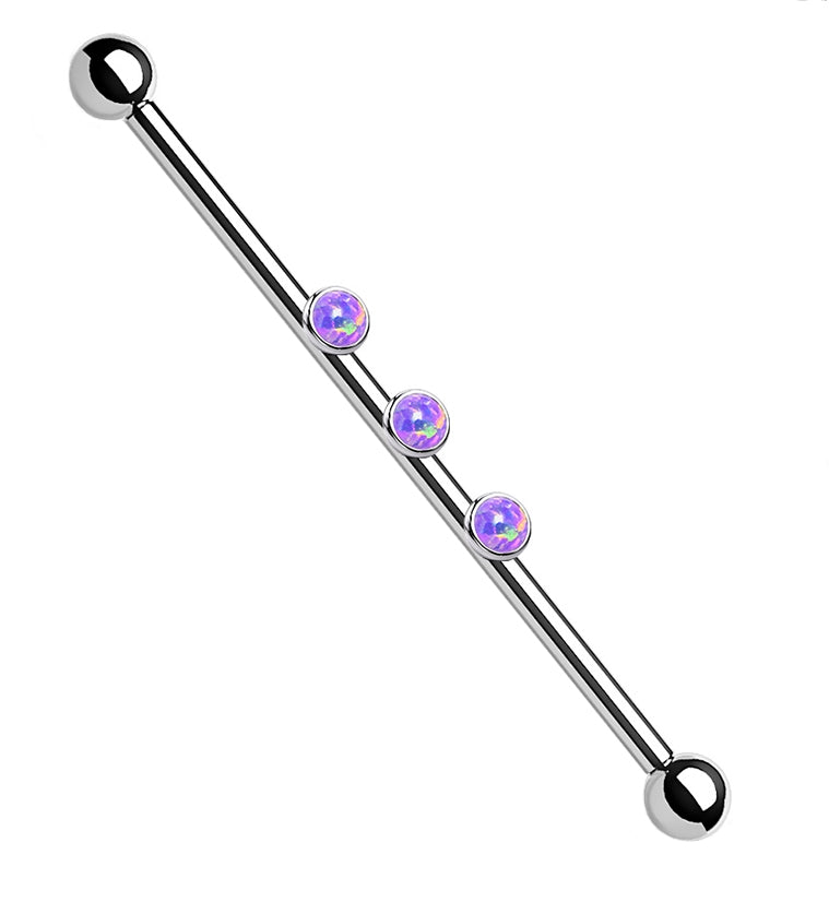 Triple Purple Opalite Titanium Industrial Barbell
