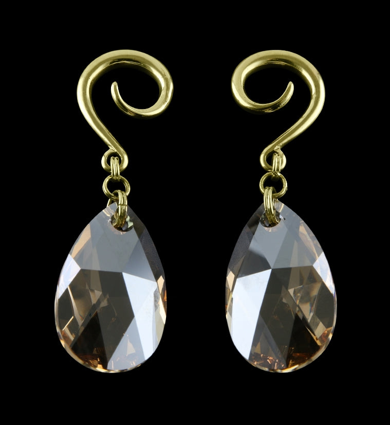 Topaz Swarovski Teardrop CZ Brass Ear Weights