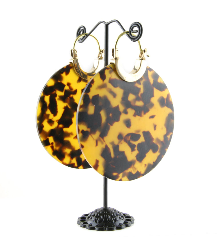 14G Tortoise Acetate Disk Earrings