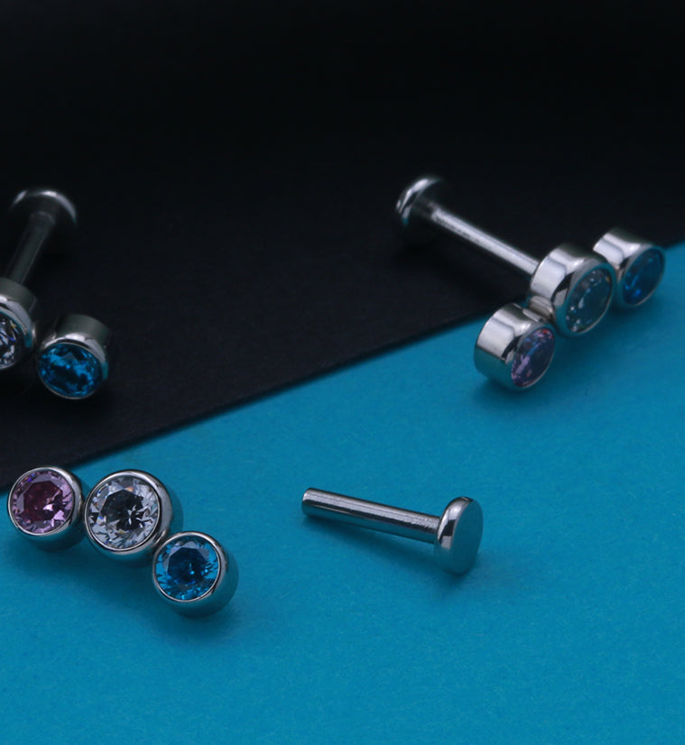 Pride CZ Gem Labret Post Version 3